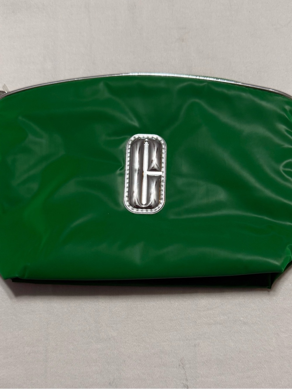 Clinique Emerald Green Cosmetic Case with Silver Emblem